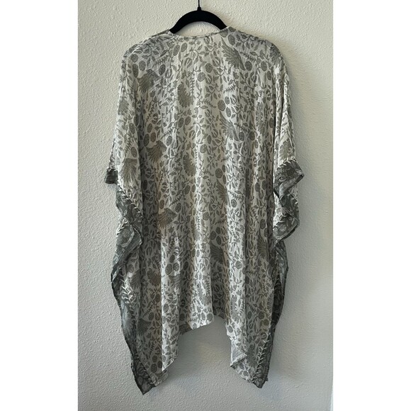 NWT J.Jill Kimono Size S-L Green Embroidered Open Cotton Blend Boho Lagenlook - Picture 11 of 13
